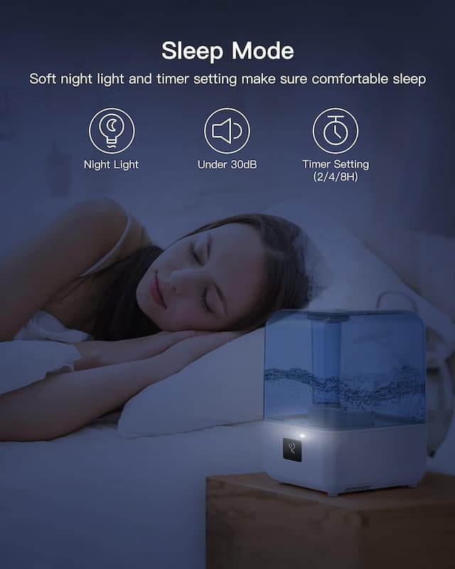 Humidificadores para dormitorio, humidificadores de llenado superior de 4.5 L para habitación grande, humidificadores de niebla fría para el hogar, boquilla 360, apagado automático