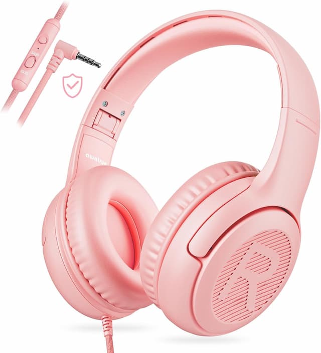 Auriculares para niños con micrófono plegable estéreo, sin enredos, cable de 0.138 in, cable con cable para niños, adolescentes, niñas, teléfonos inteligentes