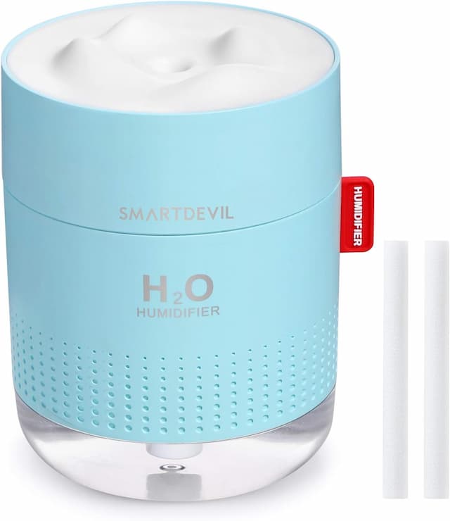 SmartDevil Humidificadores pequeños, humidificadores de escritorio de 16.9 fl oz, funcionamiento silencioso, función de luz nocturna, dos modos de pulverización, apagado automático para dormitorio