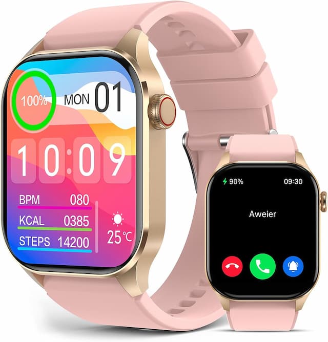 Reloj inteligente 2024 para mujer, pantalla AMOLED de 2.04 pulgadas, monitor infrarrojo de oxígeno en sangre verdadero, frecuencia cardíaca, sueño de presión arterial, seguimiento de actividad